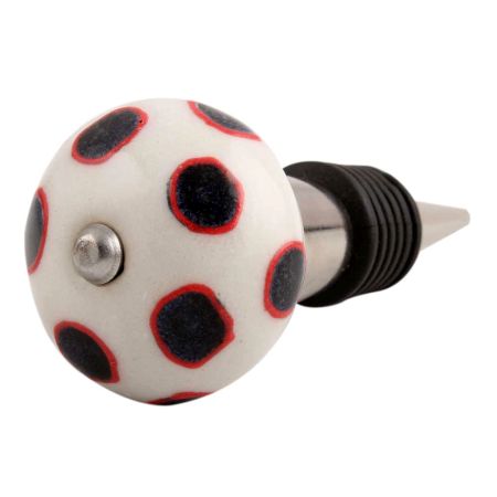 Navy Blue Dot Ceramic Wine Stopper